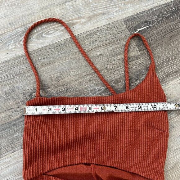 7 Day Wknd Ribbed Cut out Maxi Dress with Slit Spaghetti Strap Size Small - Picture 9 of 11